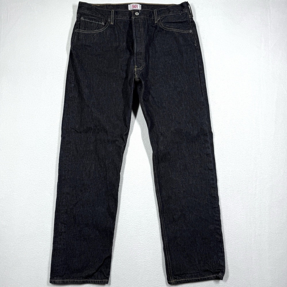 Vintage Levis 501 Jeans Mens 38x34 Black Rigid Straight Leg Button Fly Y2K Denim